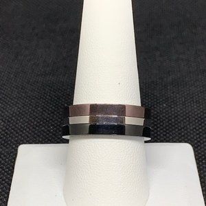 RS Covenant #2334 Stainless Steel Tri-Color Rotating Band Ring Size 10